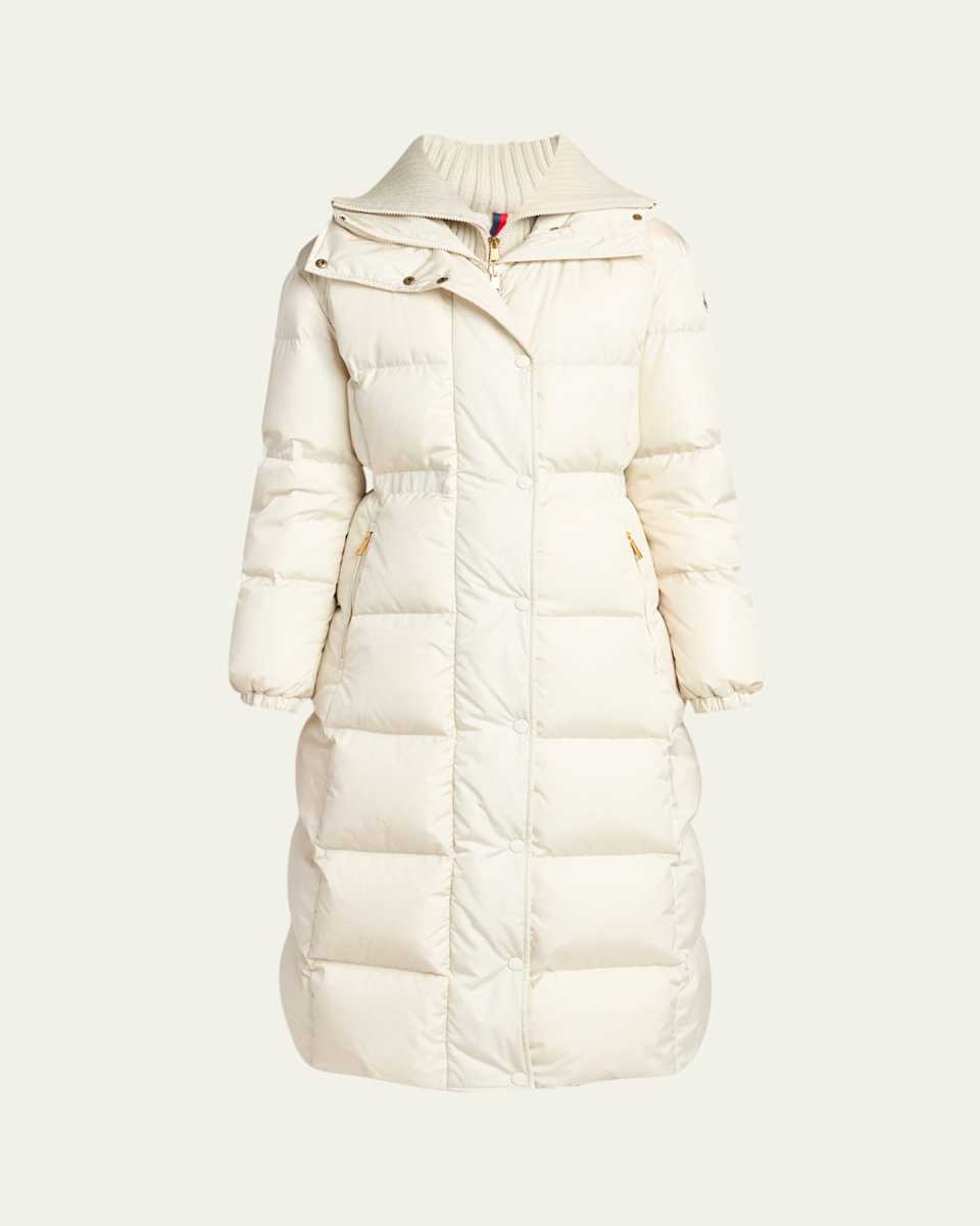 Chamer Long Hooded Down Coat with Detachable Dickey